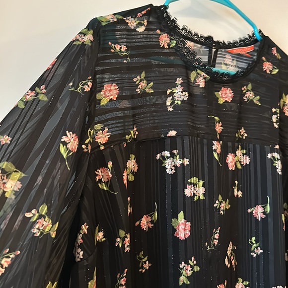 ModCloth Semi Sheer Black Floral Blouse - Picture 2 of 7